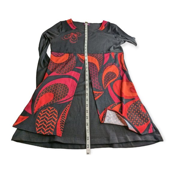 Coline Long Sleeve Red & Black Tunic Top Size Large - Picture 14 of 16